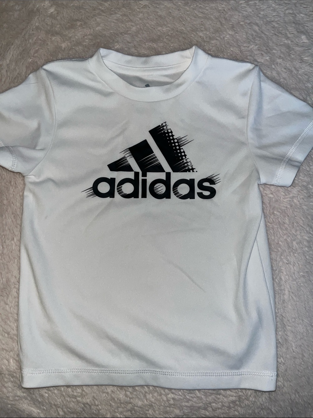 adidas White Tee with Black Logo for Kids